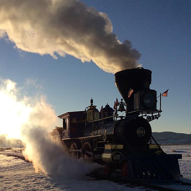 locomotive in the snow