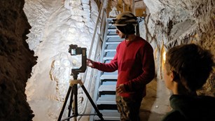 Cavers creating the Lehman Caves Virtual Cave Tour using LiDar