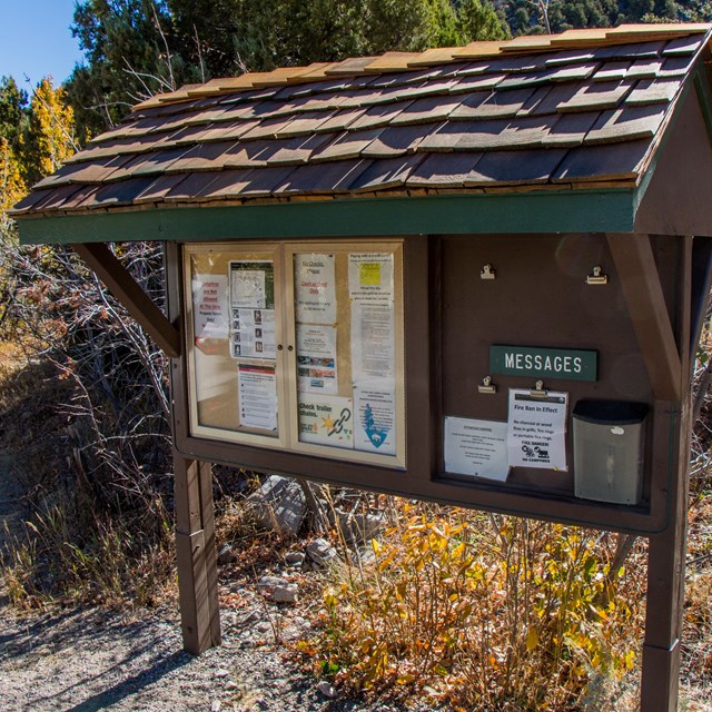 Information board at campground