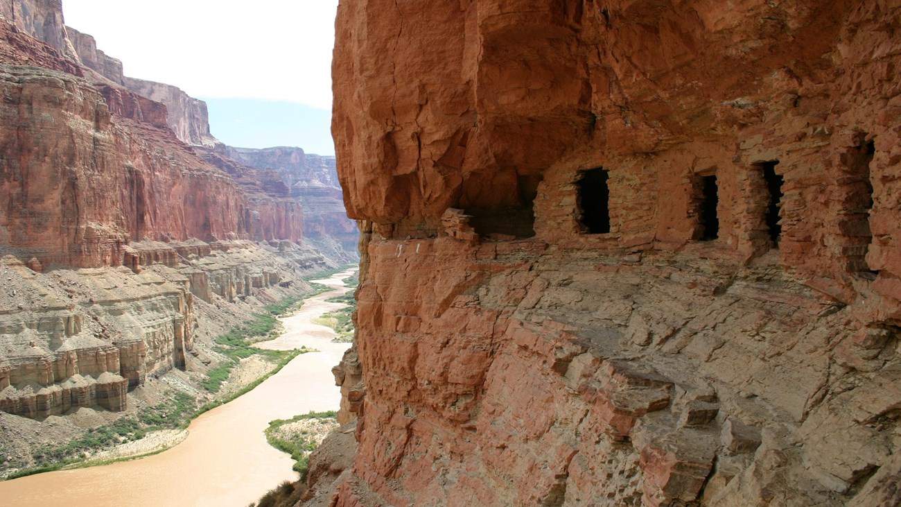 Prehistoric granaries along the Colorado River.