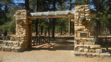 A cemetery gate.
