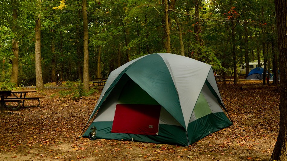 a picture of a tent in the Greenbelt Park campground