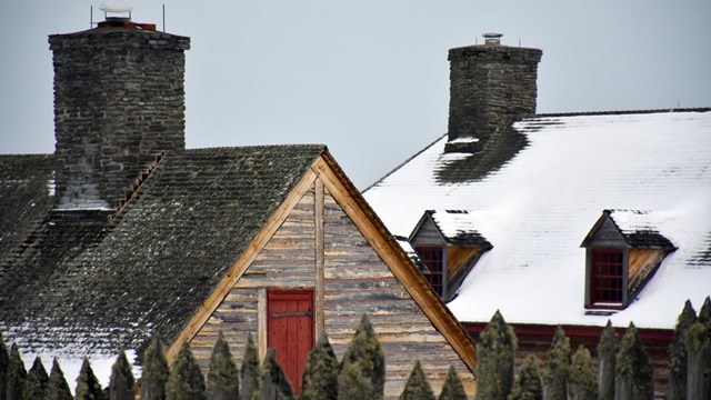 Snow on rooftops.