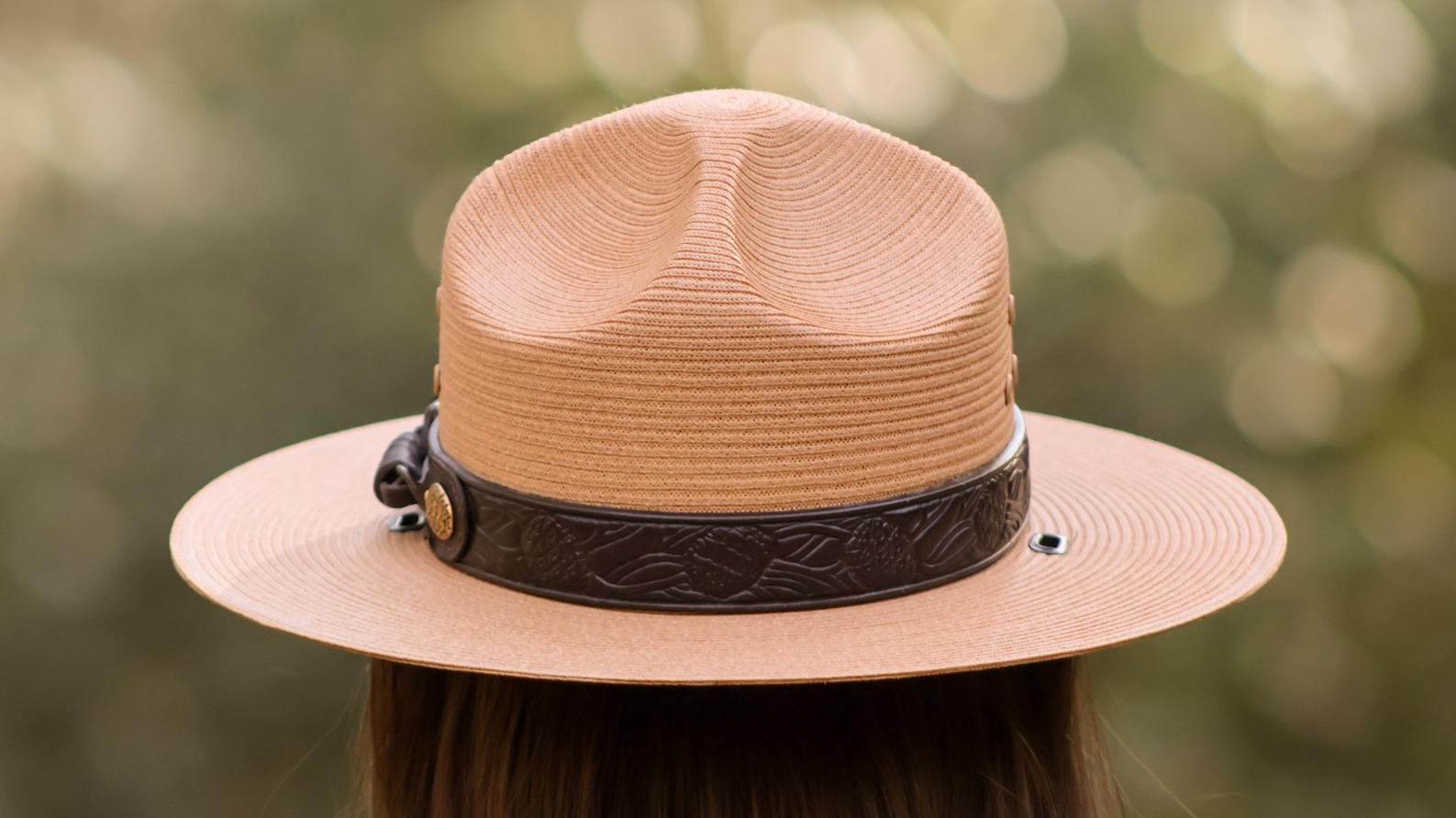 A flat hat on a ranger.