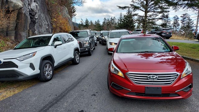 Vehicular congestion at Clingmans Dome. 