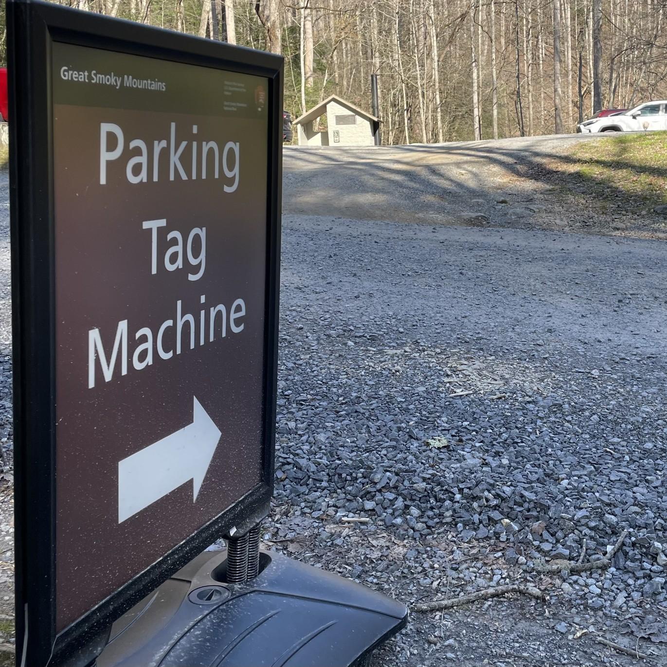 A directional sign stating 