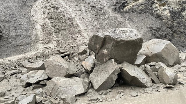 Rockfall on road