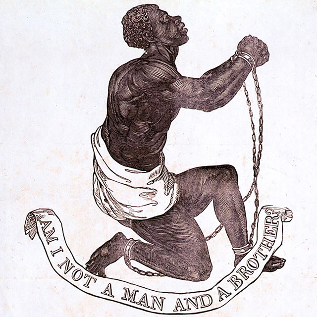 Drawing of a man in chains
