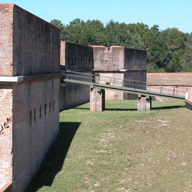 A drawbridge connects the Advance Redoubt to the surrounding land over the dry moat.