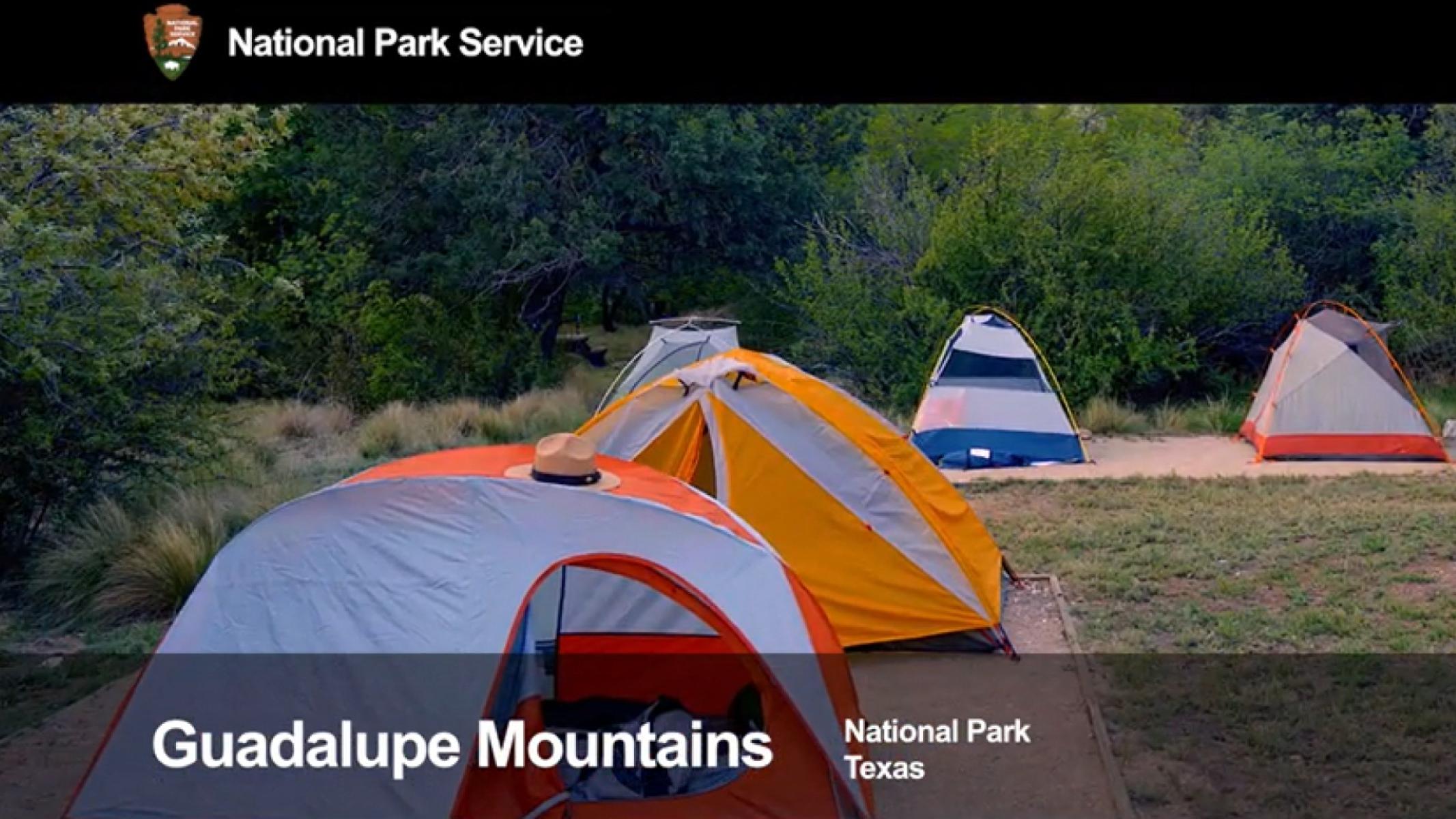 A screenshot of a short video showing tents