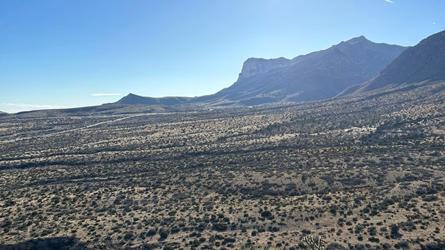 A view of Guadalupe and El Capitan peaks from an off-trail location to the north