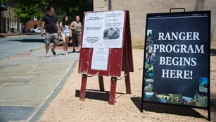 signs in the park advertising ranger programs
