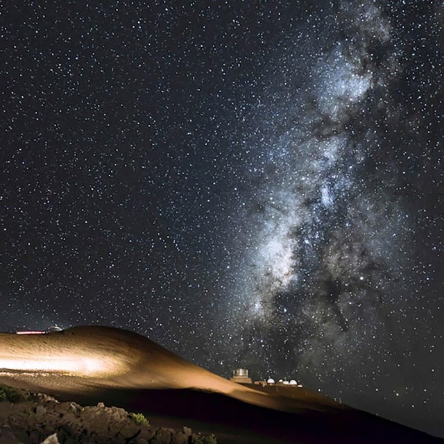 Night sky featured the milky way over the Haleakala summit.
