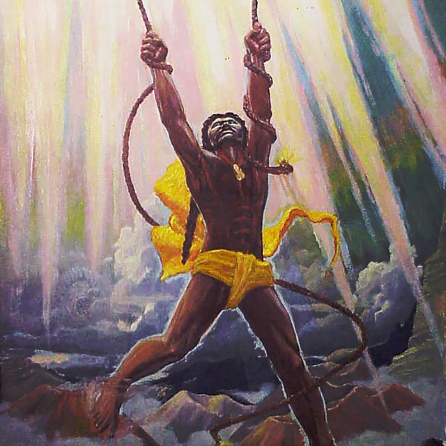 The Demigod Maui Snaring the Rays of the Sun by Paul Rockwood