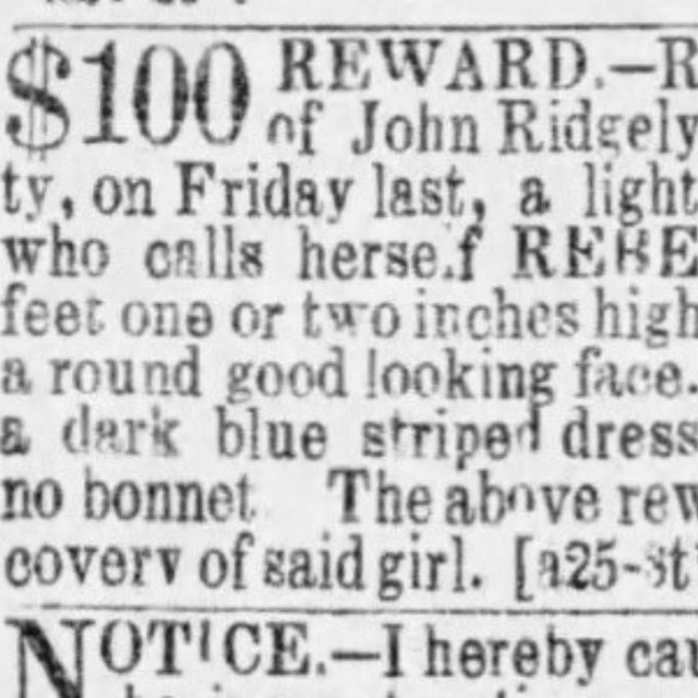 A runaway ad for Rebecca Posey.