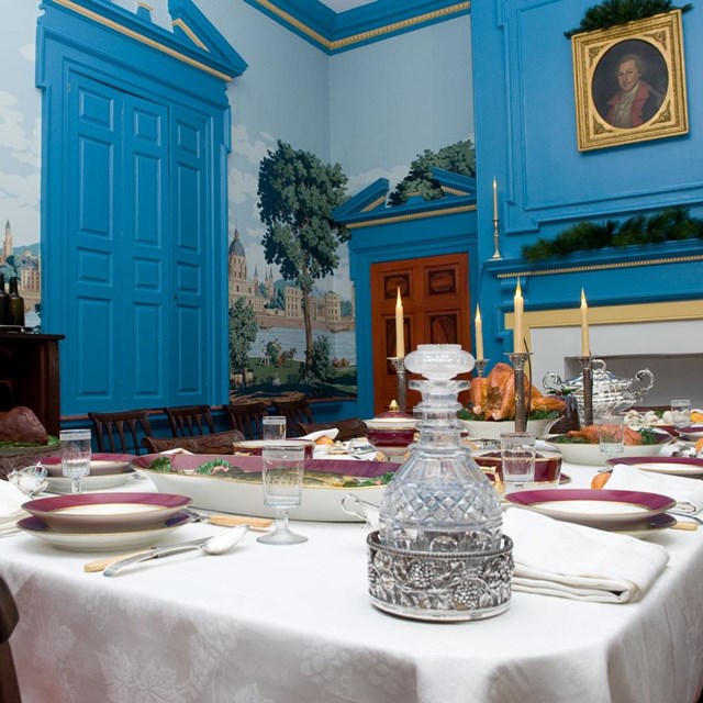 A modern day photo of the dining room