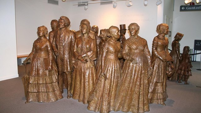 An exhibit at the Women's Rights National Historical Park