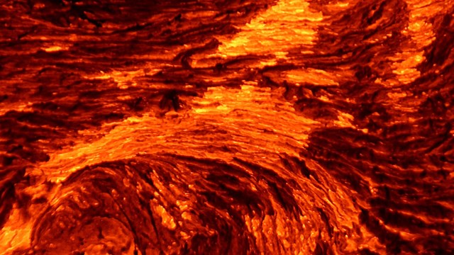 Close-up image of molten lava