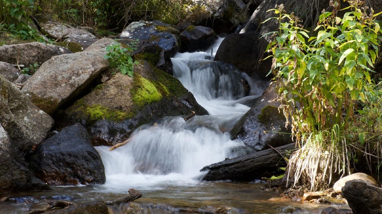 River water rushing down rocks