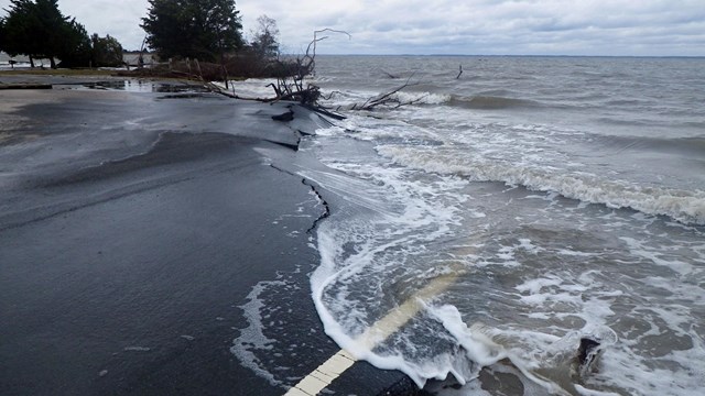 Flooding on roadway after hurricane