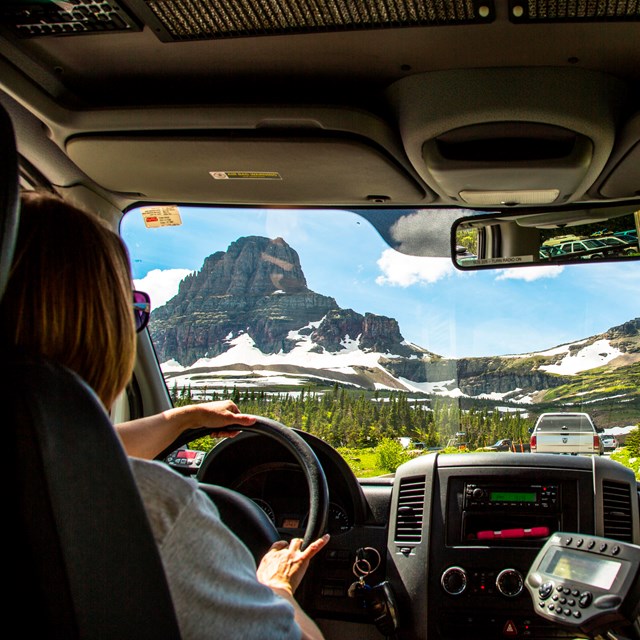 Woman driving shuttle