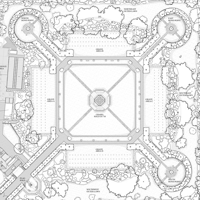 Drawing of part of the cemetery at Flanders Field in Belgium