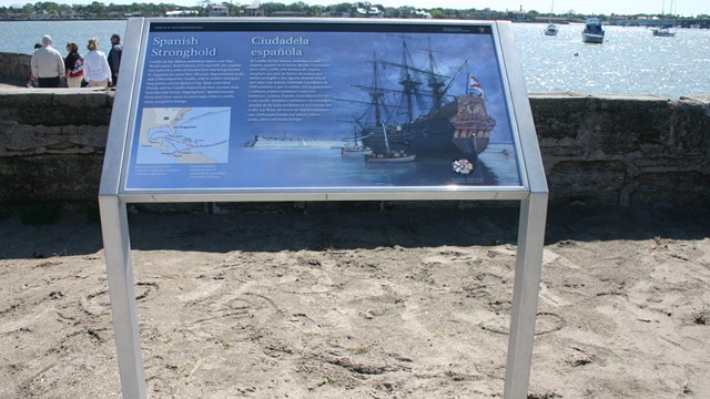 Base plated wayside installed at Castillo De San Marcos National Monument.