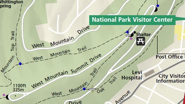 West Mountain trail sign map.