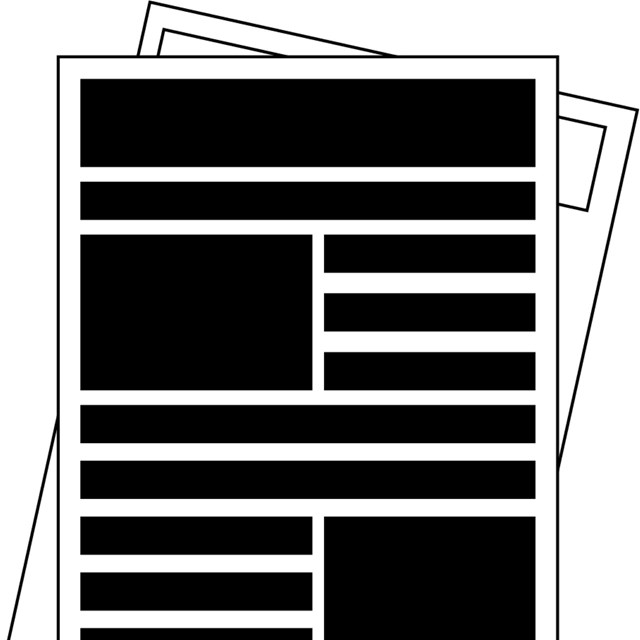 Image of two pieces of paper with writing/Símbolo gráfico de dos hojas de papel con escritura.