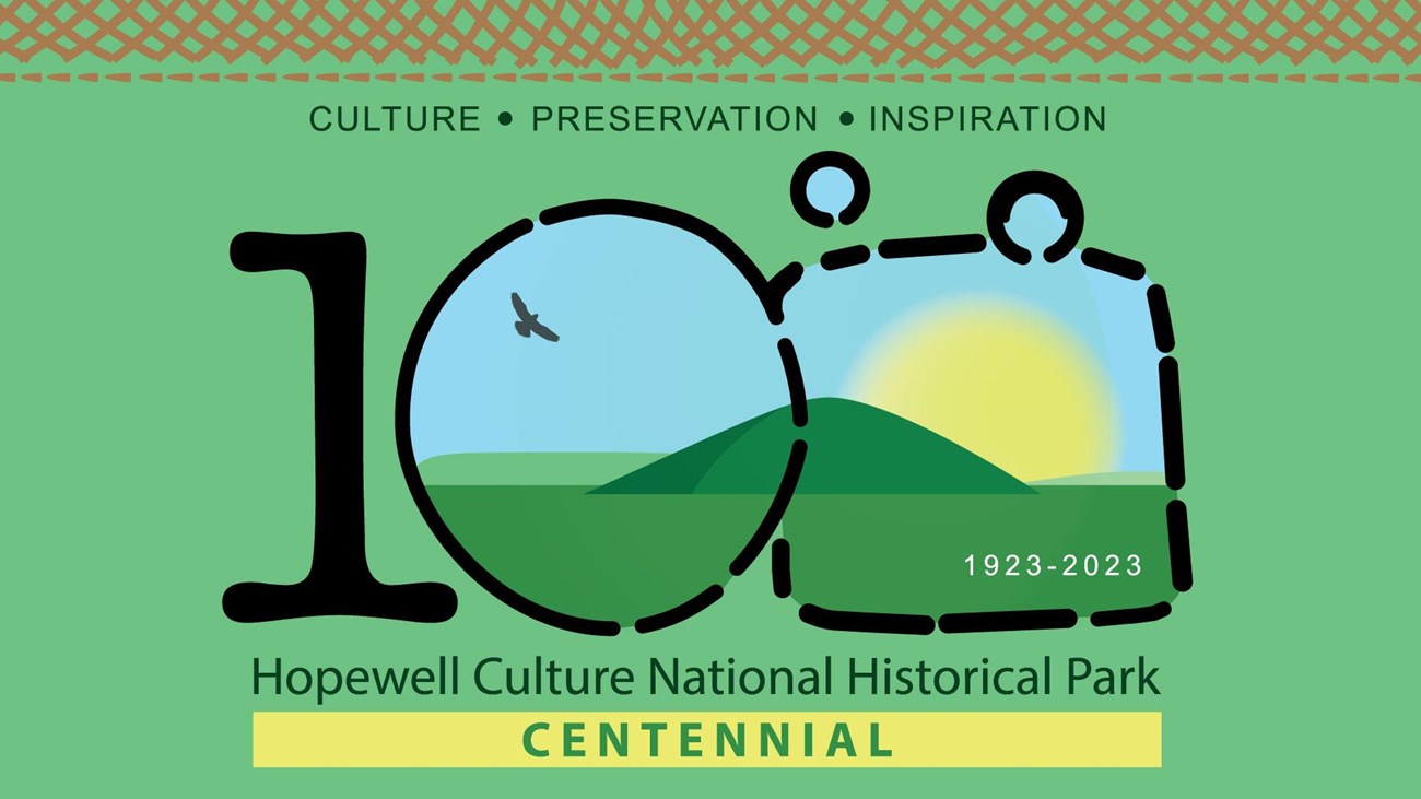 text reads culture preservation inspiration hopewell culture national historical park centennial.