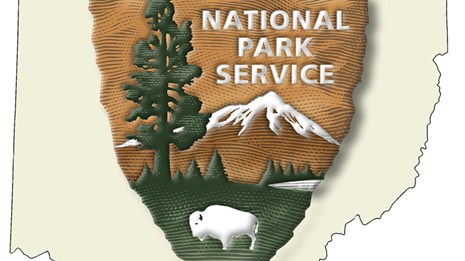 The NPS arrowhead with state of Ohio image in background