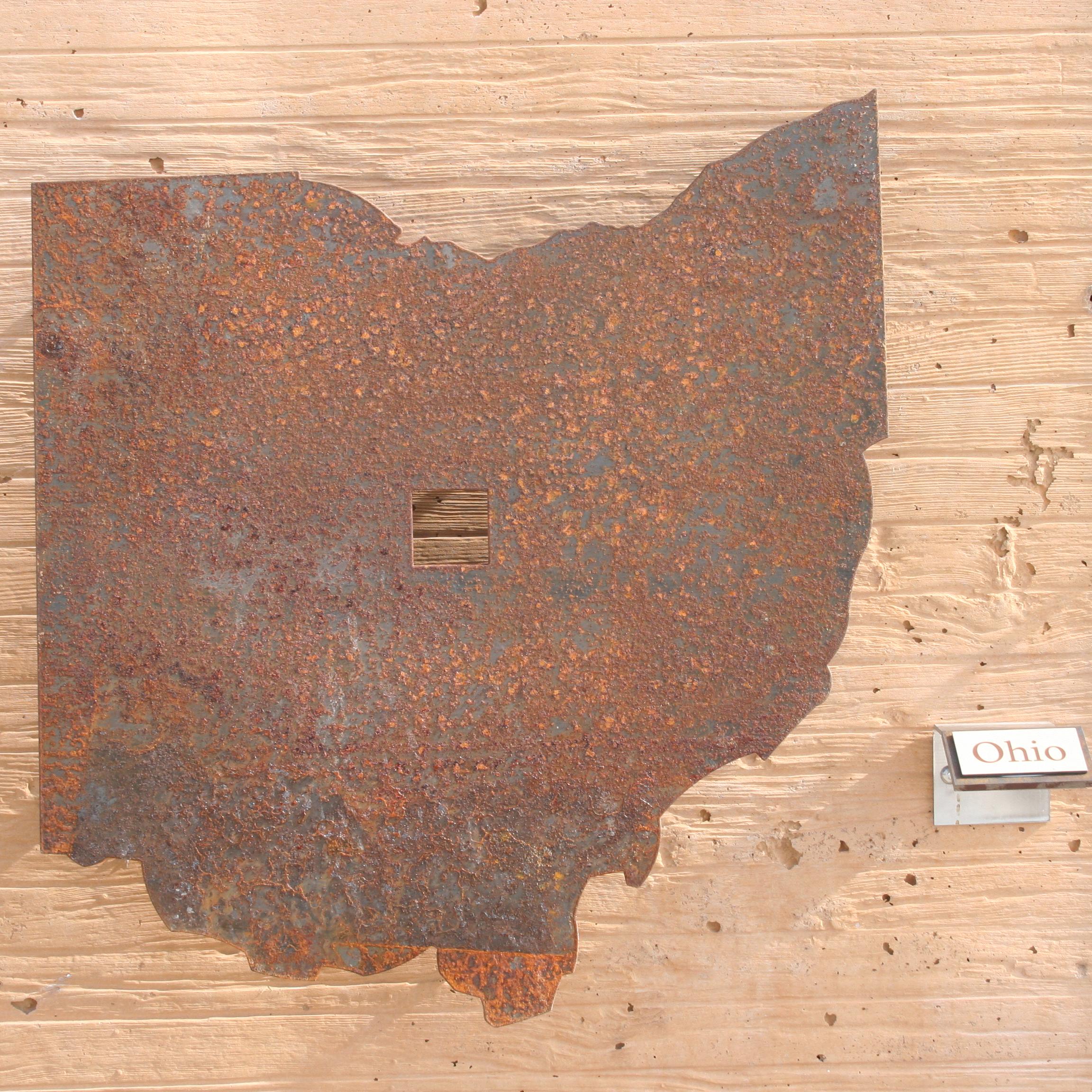 Ohio with a cutout showing the amount of homesteaded land