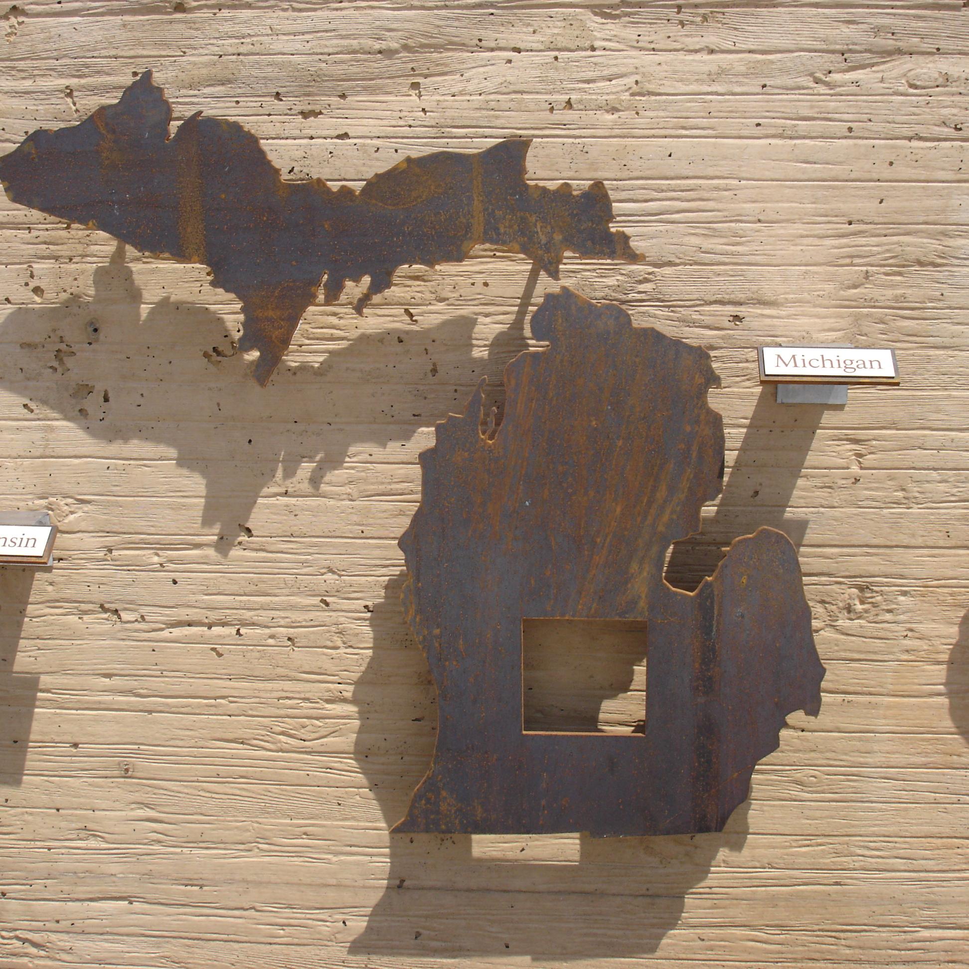 Michigan with a cutout showing the amount of homesteaded land