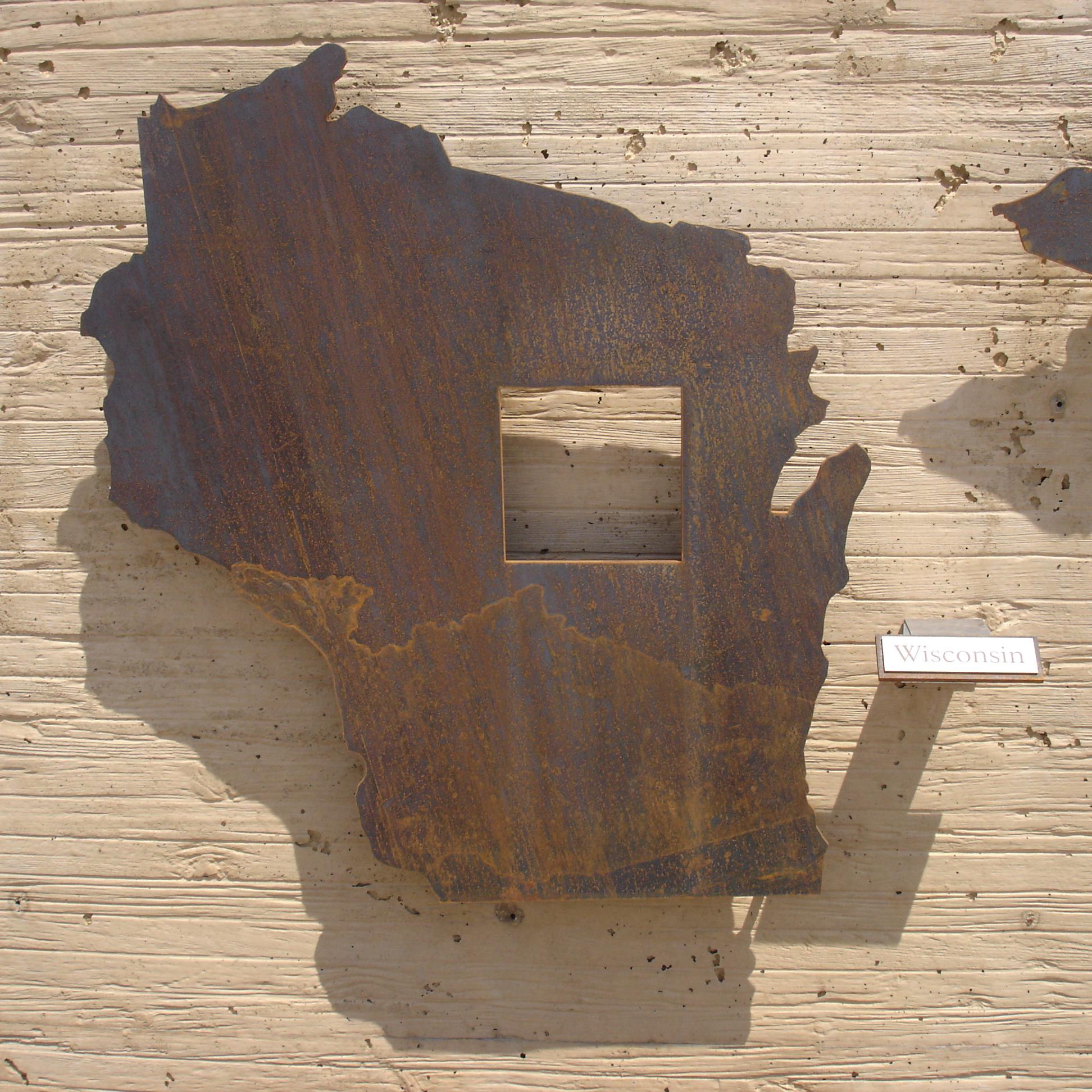 Wisconsin with a cutout showing the amount of homesteaded land