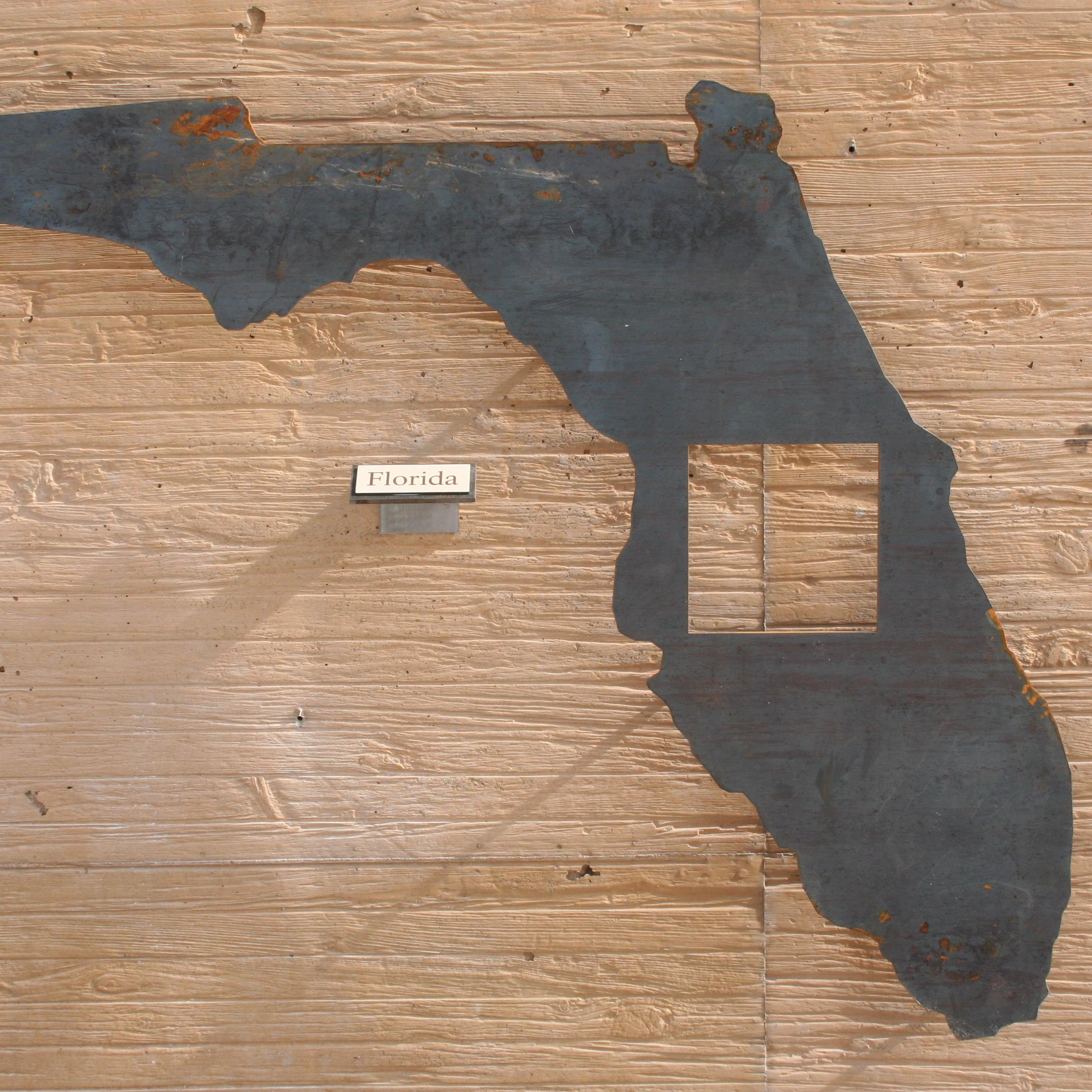 Florida with a cutout showing the amount of homesteaded land