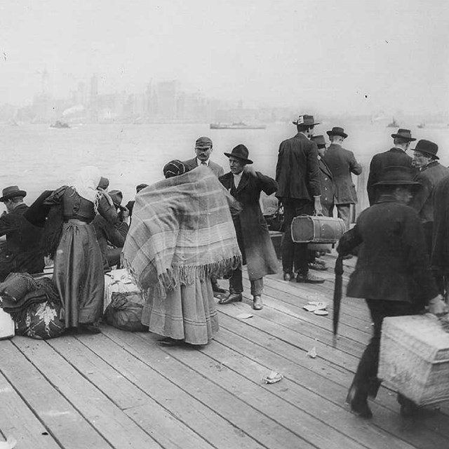 Immigrants waiting to be transferred, Ellis Island