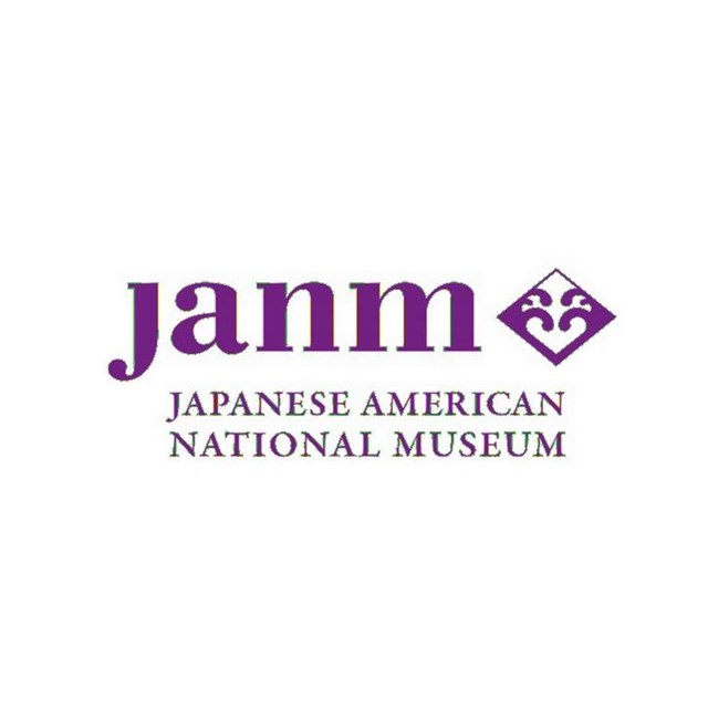 Purple writing that spells out the acronym and name of museum and a square with four waves inside.