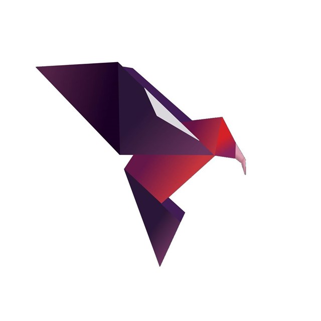  A purple and magenta origami bird