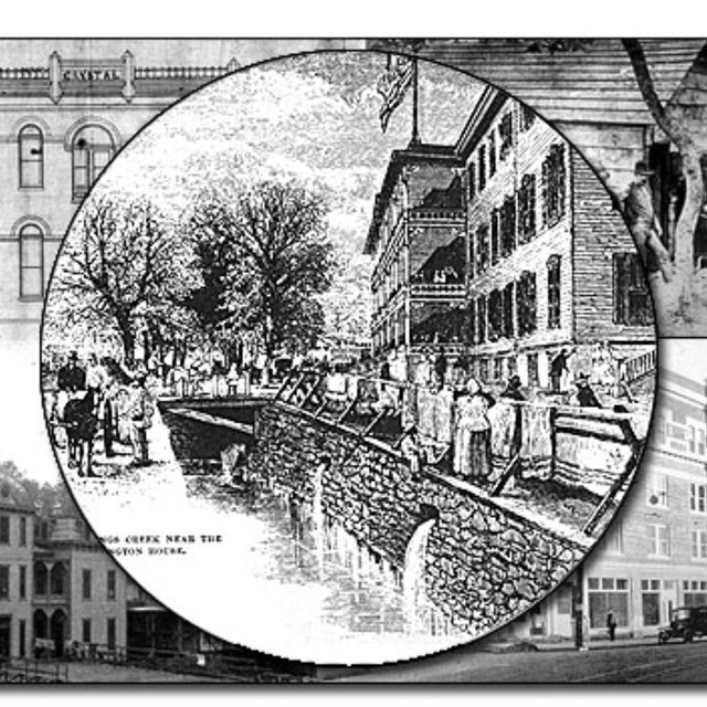 A mosaic of historical images of some of the early bathhouses in Hot Springs.