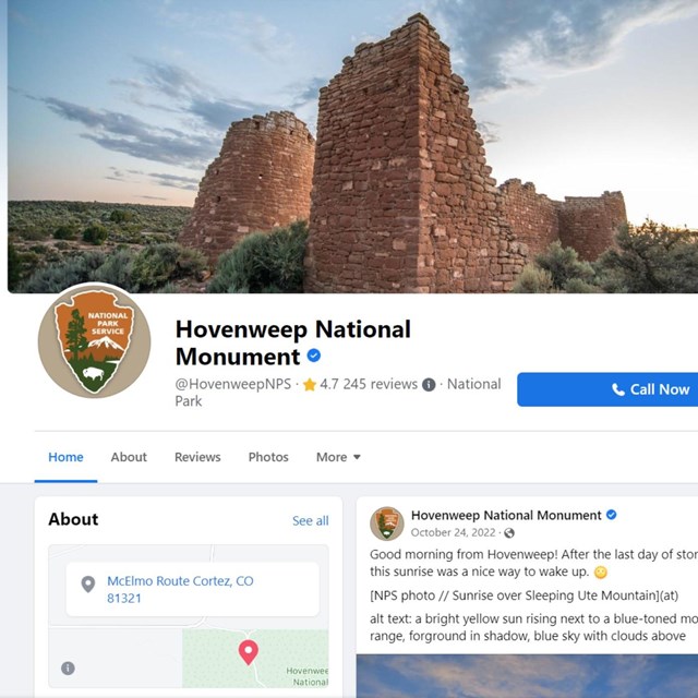screenshot of Hovenweep's Facebook page