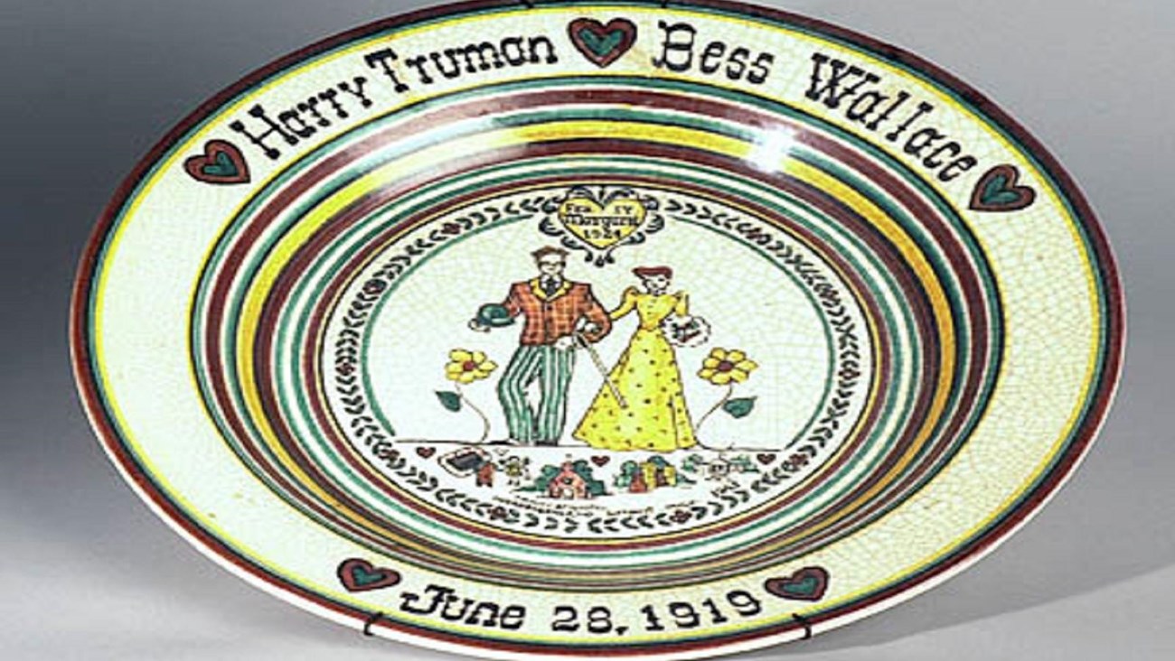Wedding anniversary plate. Margaret's birth date "Feb 17, Margaret, 1924" 