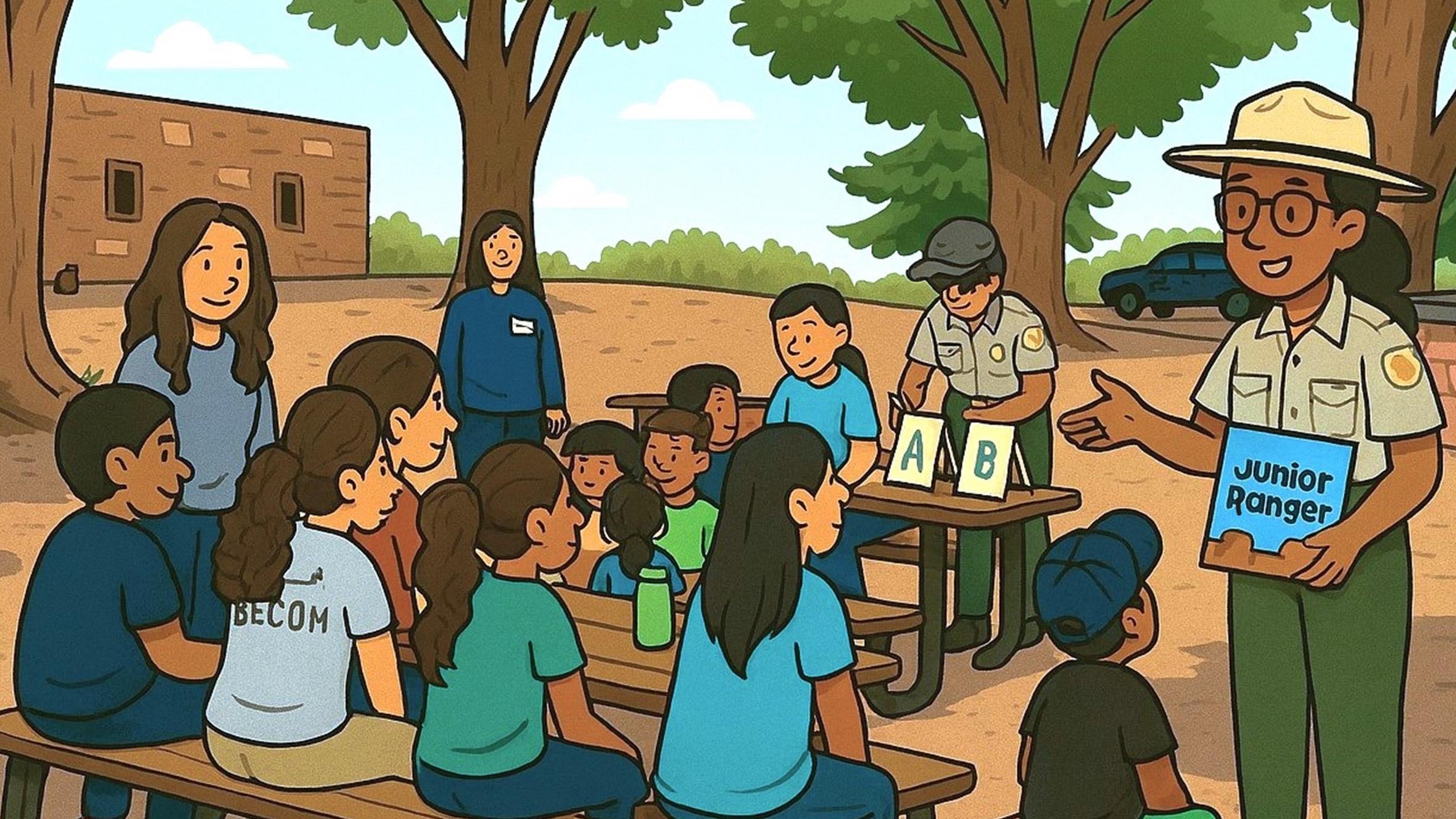 Park Ranger talking with young audience 