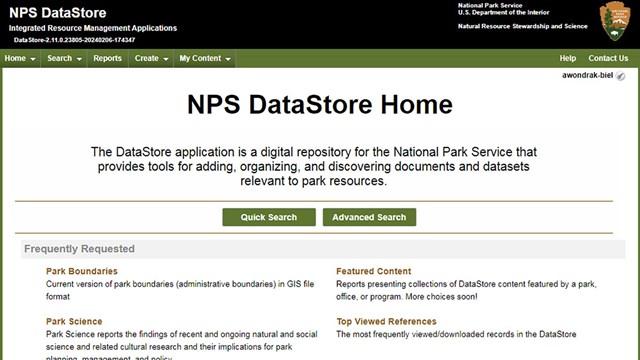 Screenshot of DataStore website