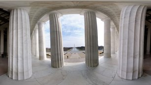 View of the National Mall through columns 