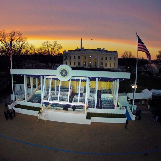 Presidential stage in front of the White House