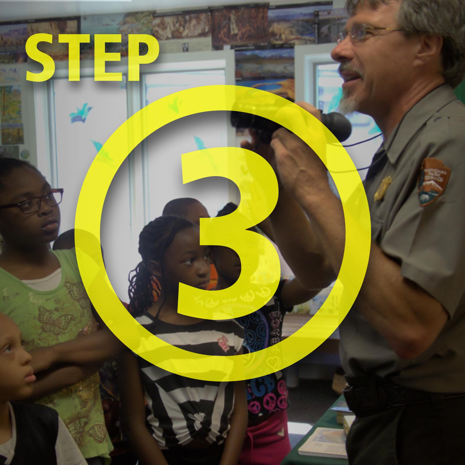Ranger teaching students in a classroom.