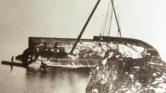 a small portion of the SS Algoma is all that remains, sinking into Lake Superior after crashing
