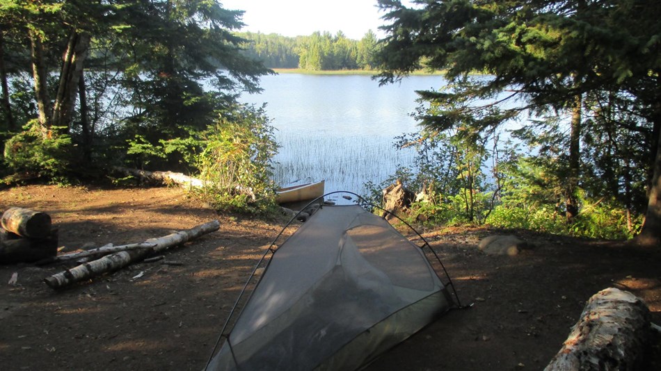 Tent on the shores of Chickenbone Lake