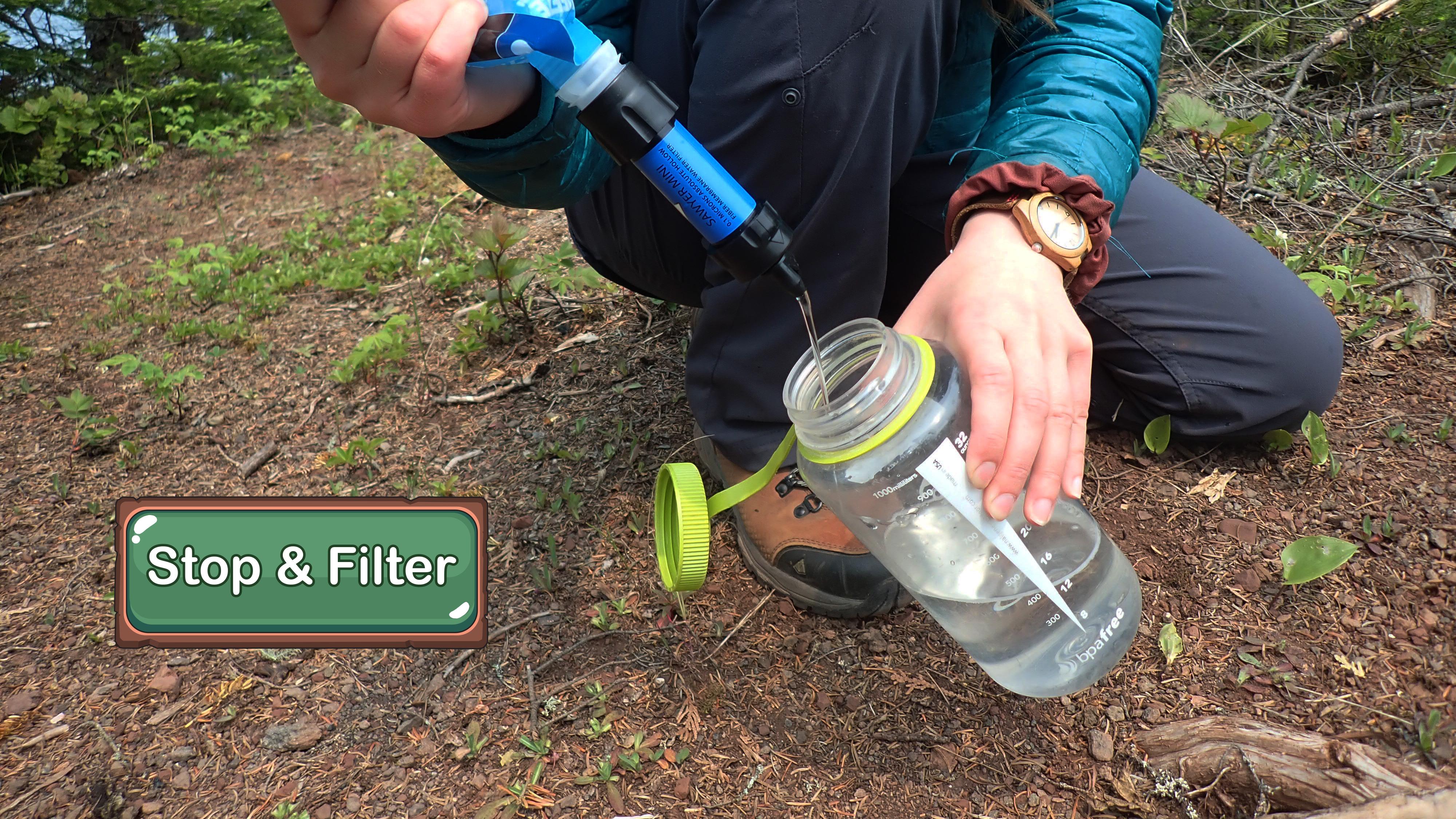 Close up of a half-full water bottle.