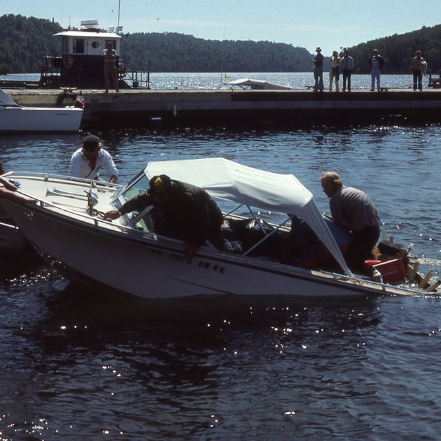 A sunken lifeboat resting on the bottom of Lake Superior